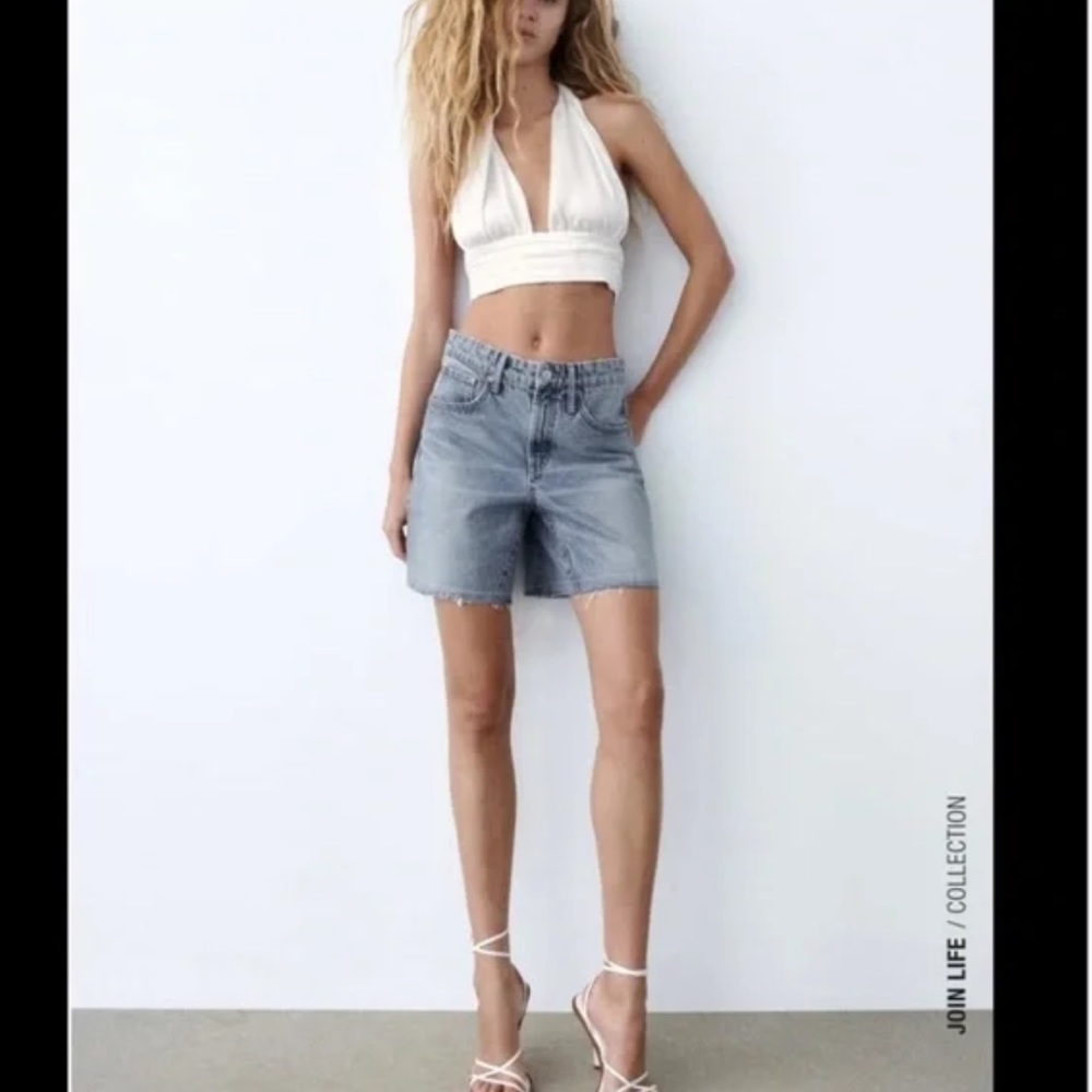 COPY - Zara satin white halter crop top